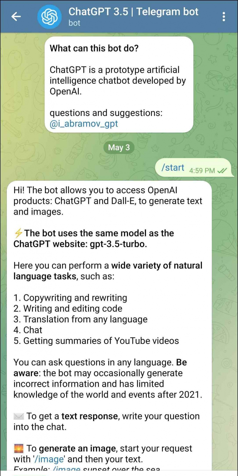   Gamitin ang ChatGPT sa Telegram