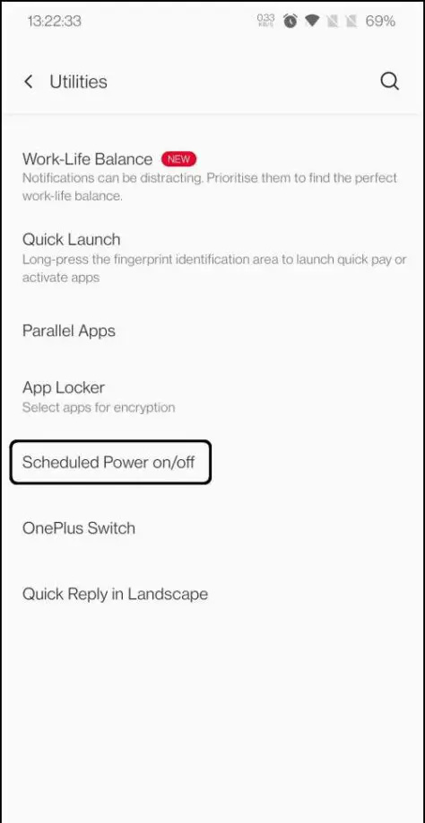   Auto Power on off android pada OnePlus OxygenOS