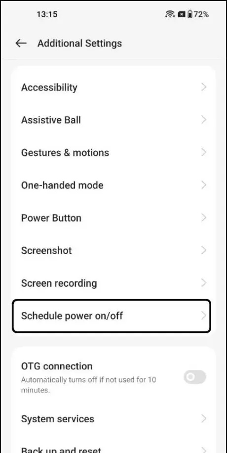   Auto Power on off android pada OPPO OnePlus