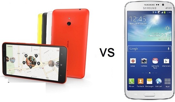 Prezentare generală a comparării Nokia Lumia 1320 VS Samsung Galaxy Grand 2