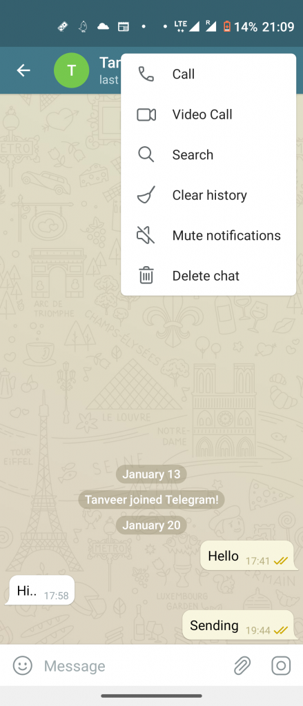 Kako poslati automatsko brisanje poruka u svim chatovima na Telegramu