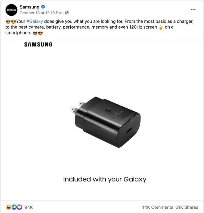 Samsung Trolling Apple sem movimentação do carregador