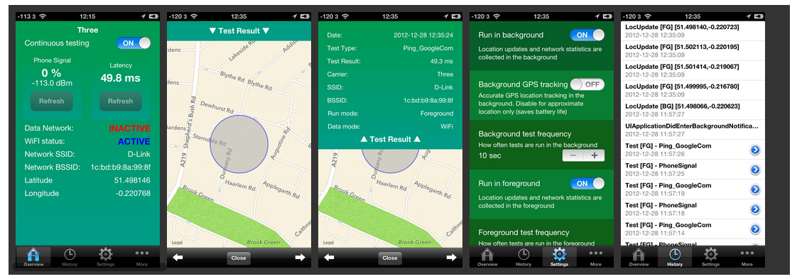 fieldtester iOS alkalmazás képernyőképe