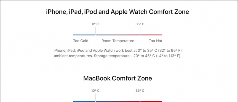   iPhone temperaturområde