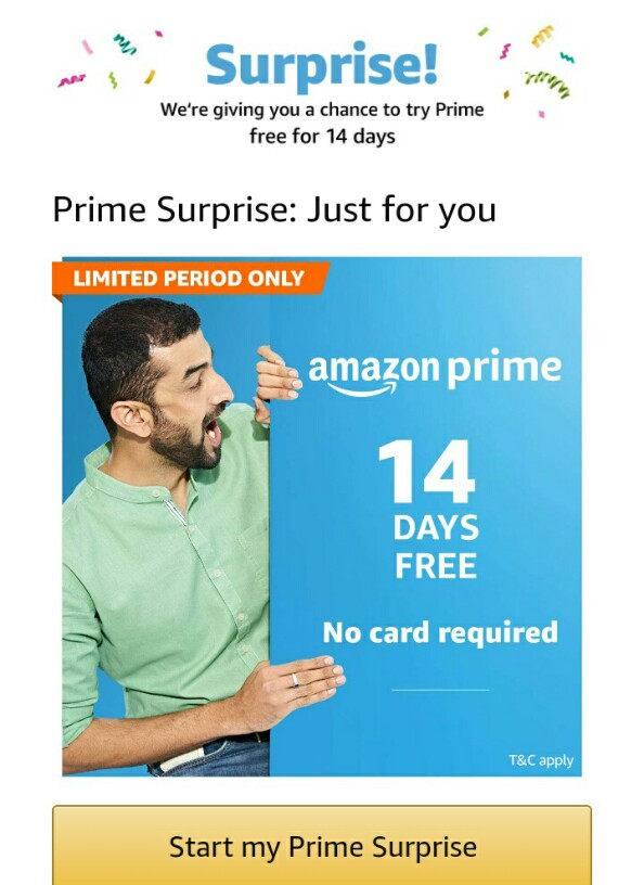 Come ottenere l'abbonamento ad Amazon Prime gratuitamente per 14 giorni senza i dettagli della carta