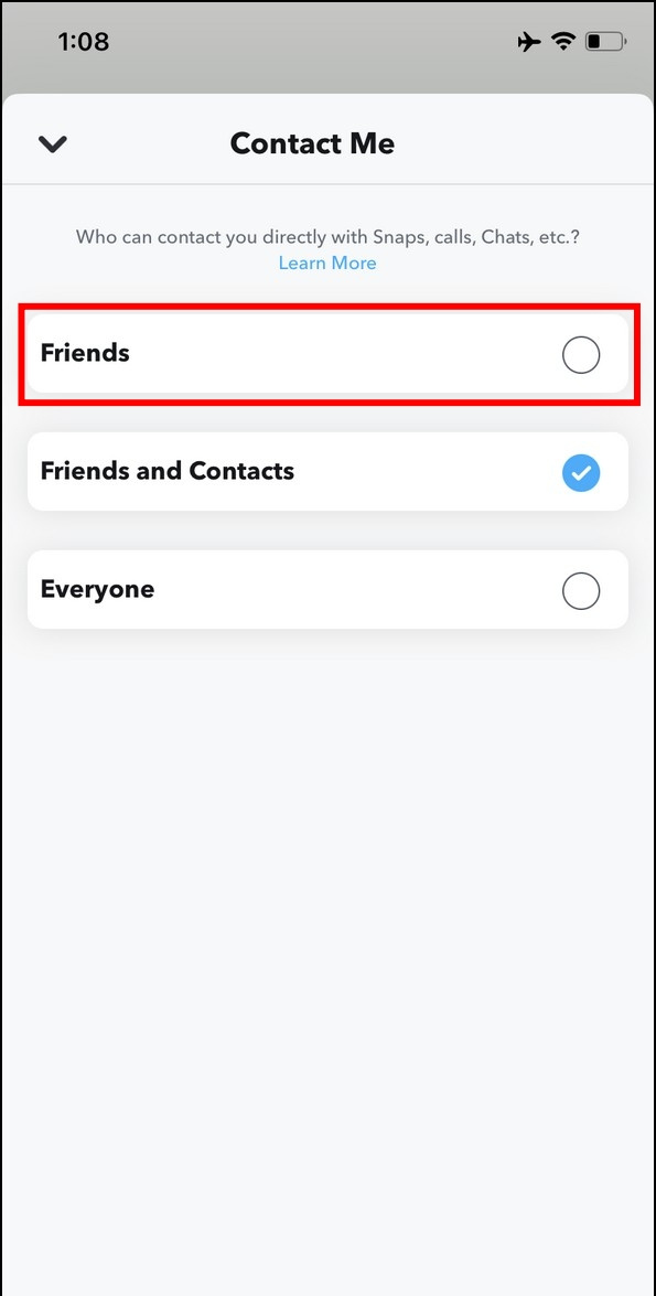   Funzionalità sulla privacy di Snapchat