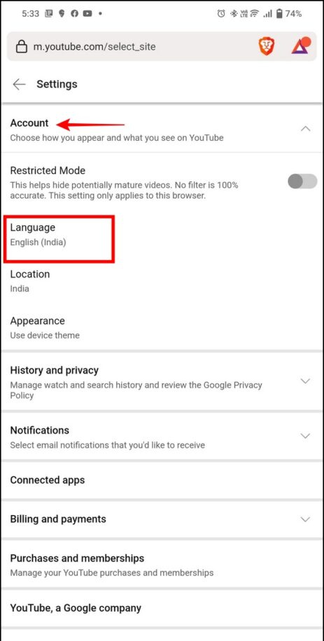   Cambia la lingua dell'app Android