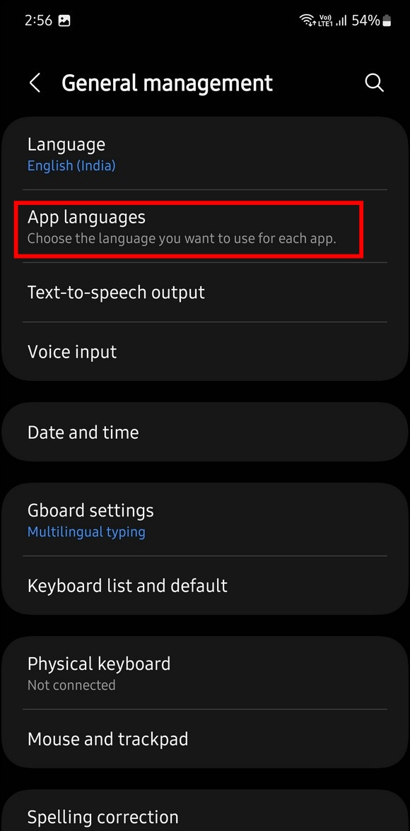   Cambia la lingua dell'app Android Un'interfaccia utente