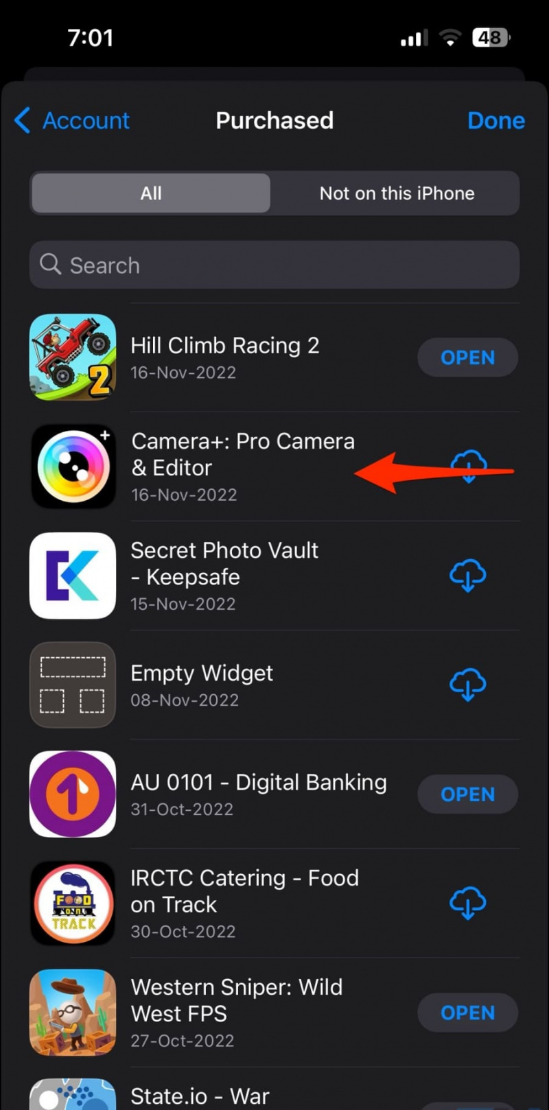   Nascondi i download delle app dalla cronologia dell'App Store