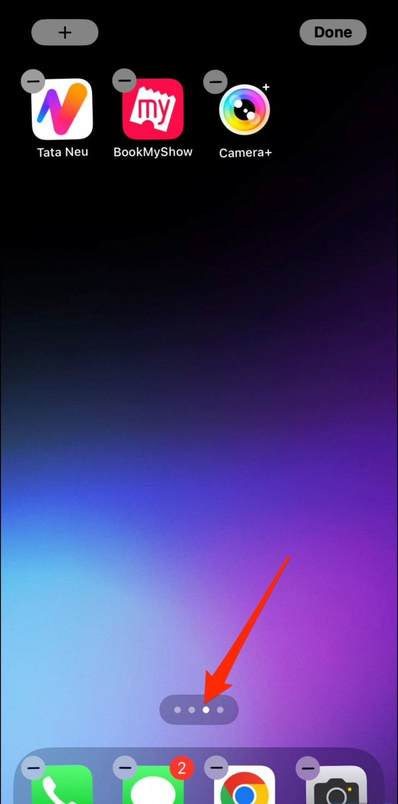   Nascondi la pagina dell'app completa iPhone