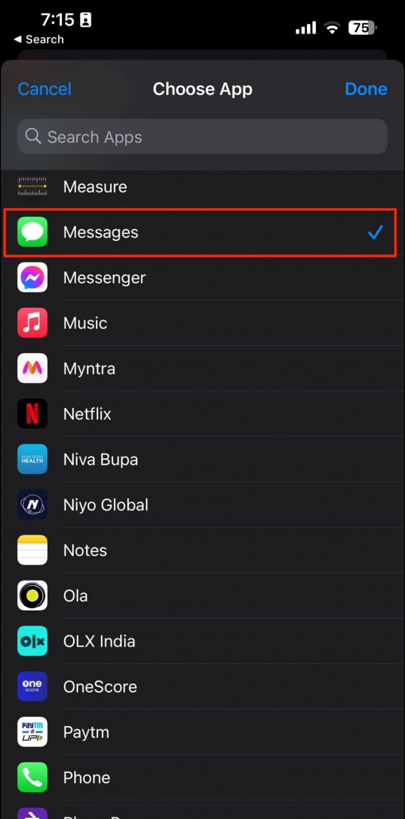   Acceso directo para bloquear mensajes en iPhone