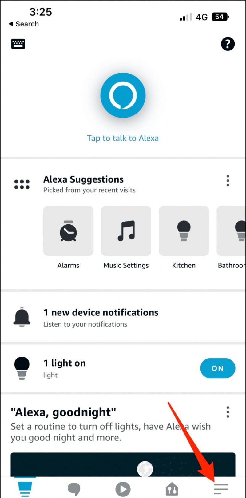  Imposta la sveglia nell'app Alexa