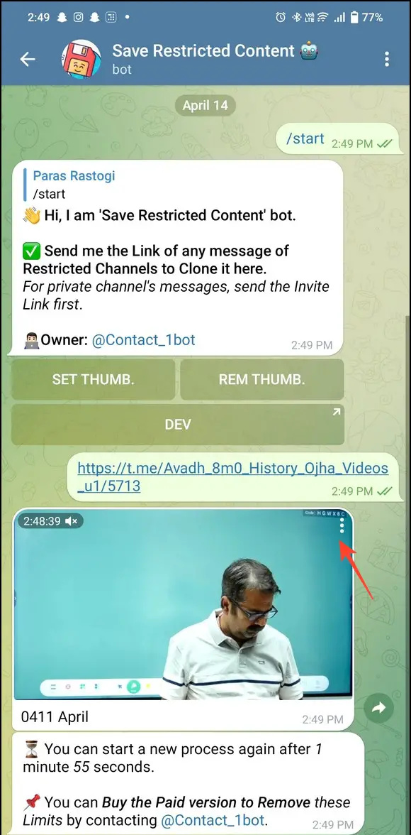   Descărcați videoclipul restricționat Telegram