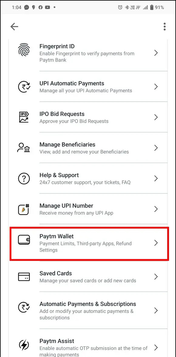  Távolítsa el a Paytm harmadik féltől származó alkalmazást