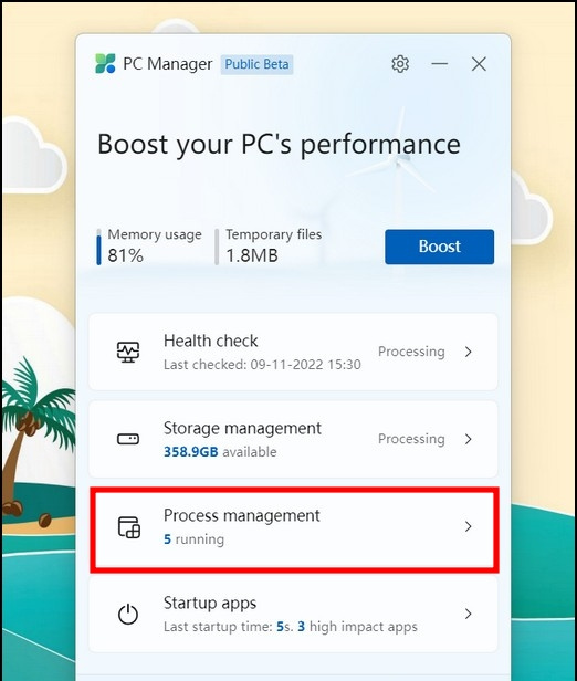   Funzionalità di Microsoft PC Manager