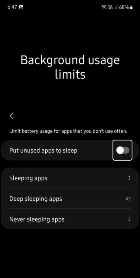   Aplicații Samsung Sleeping