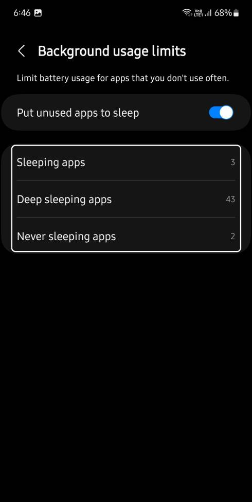   Samsung Uyku uygulamaları