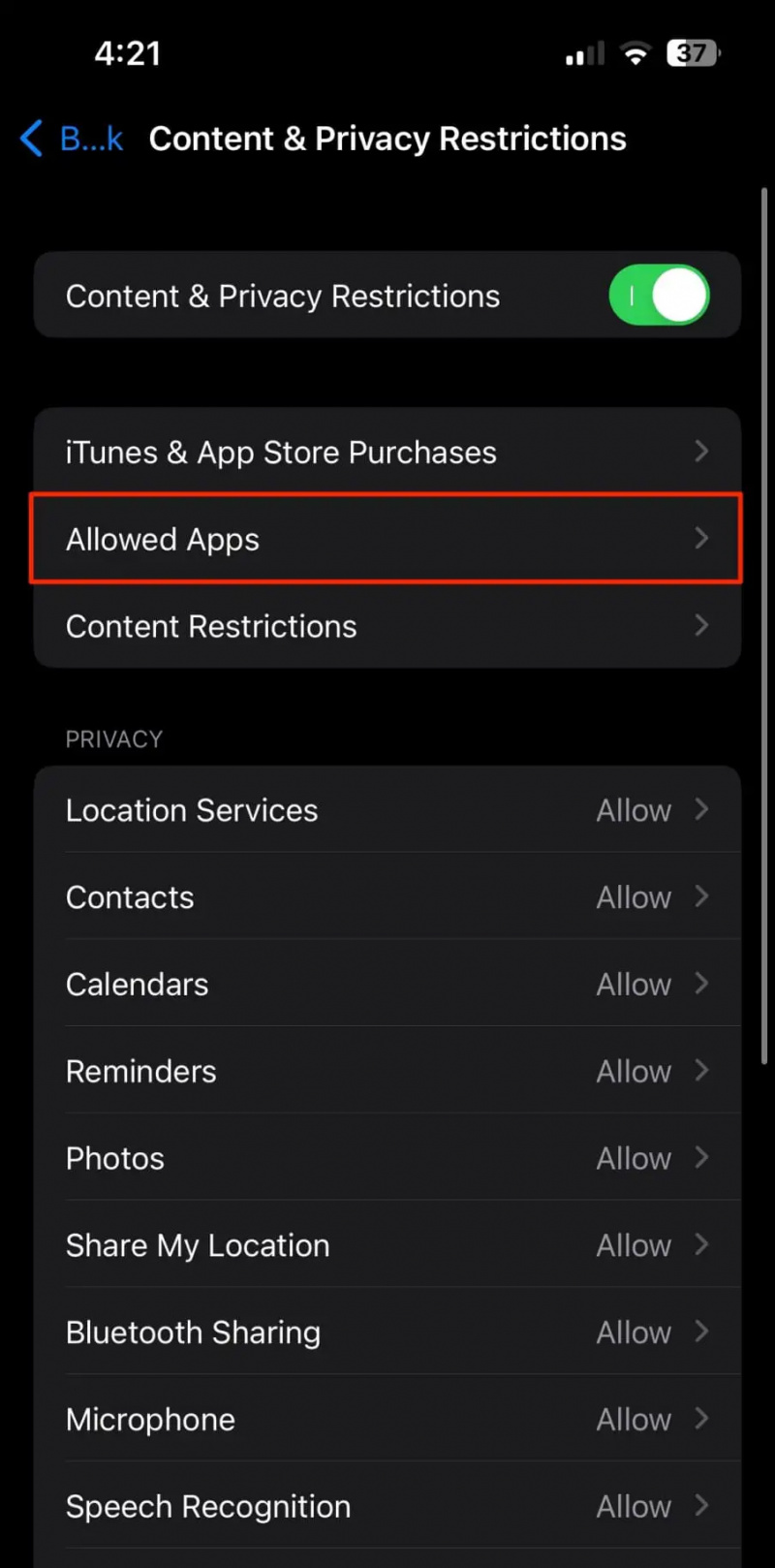   Alkalmazások zárolása az iPhone készüléken a tartalomkorlátozás segítségével