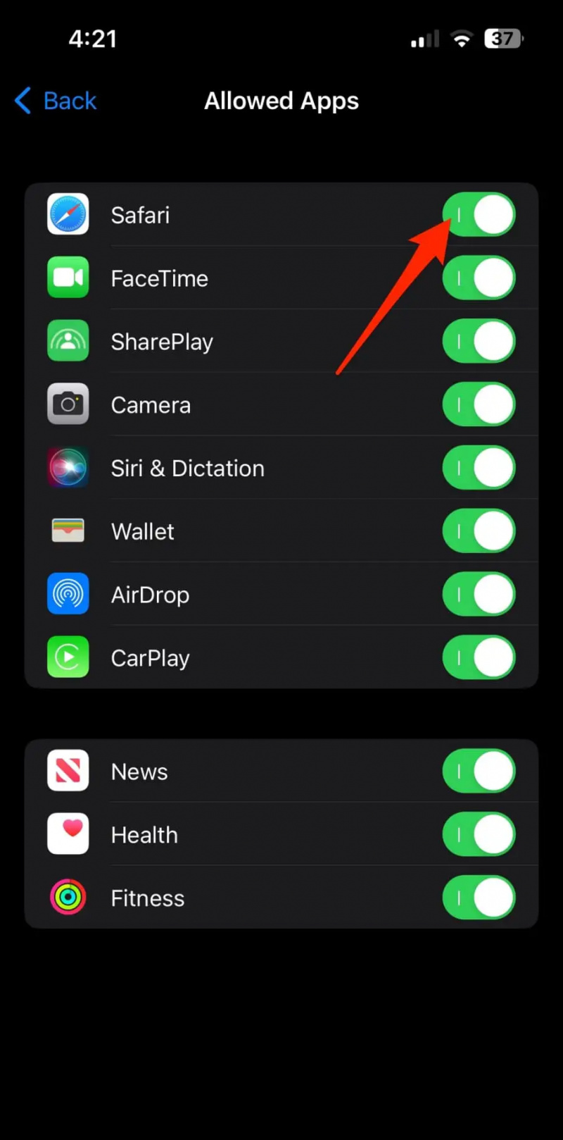   Uzamknite aplikácie na iPhone pomocou obmedzenia obsahu