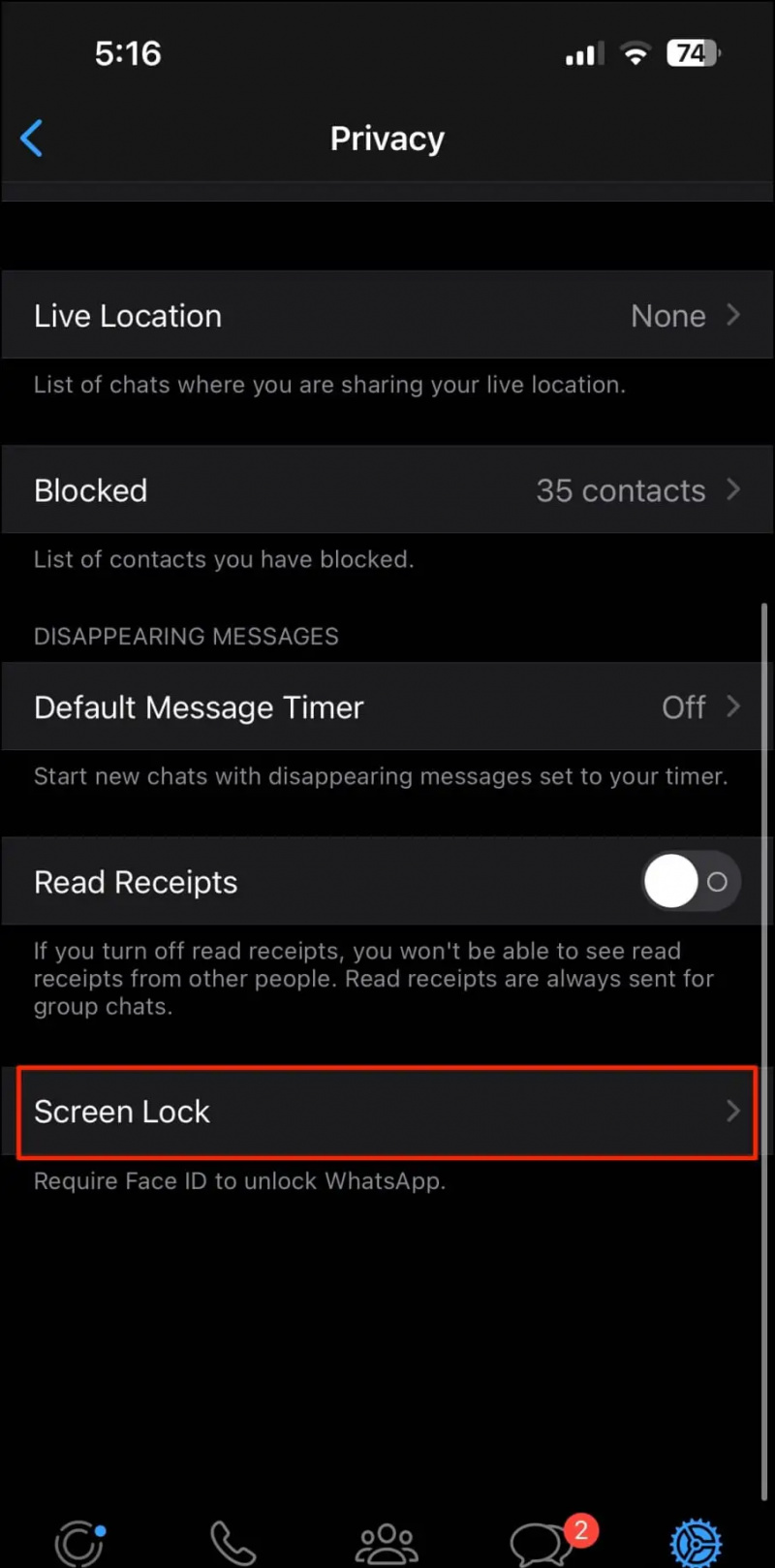   قفل تطبيق WhatsApp على iPhone