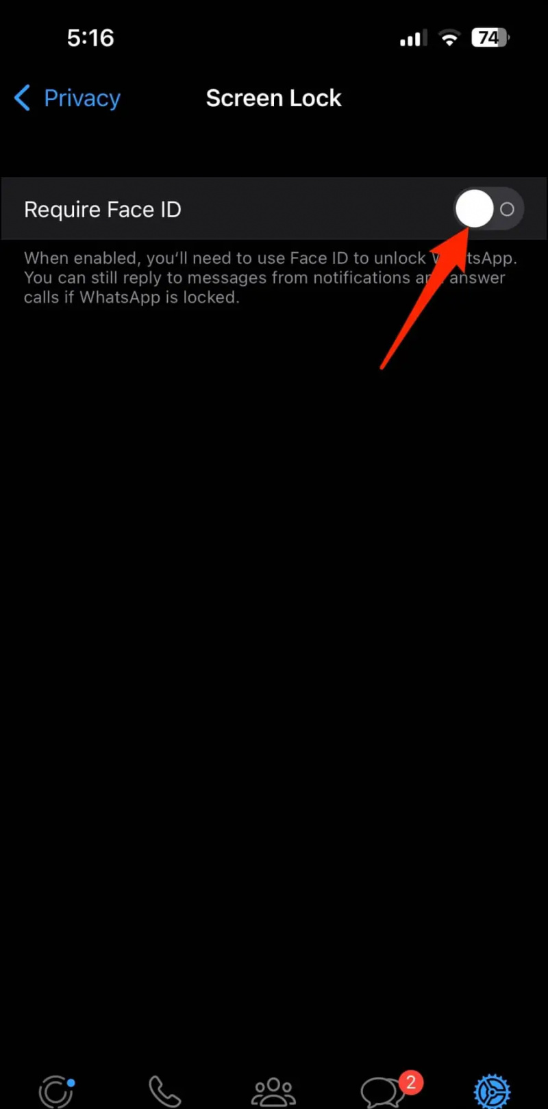   Kunci Apl WhatsApp pada iPhone