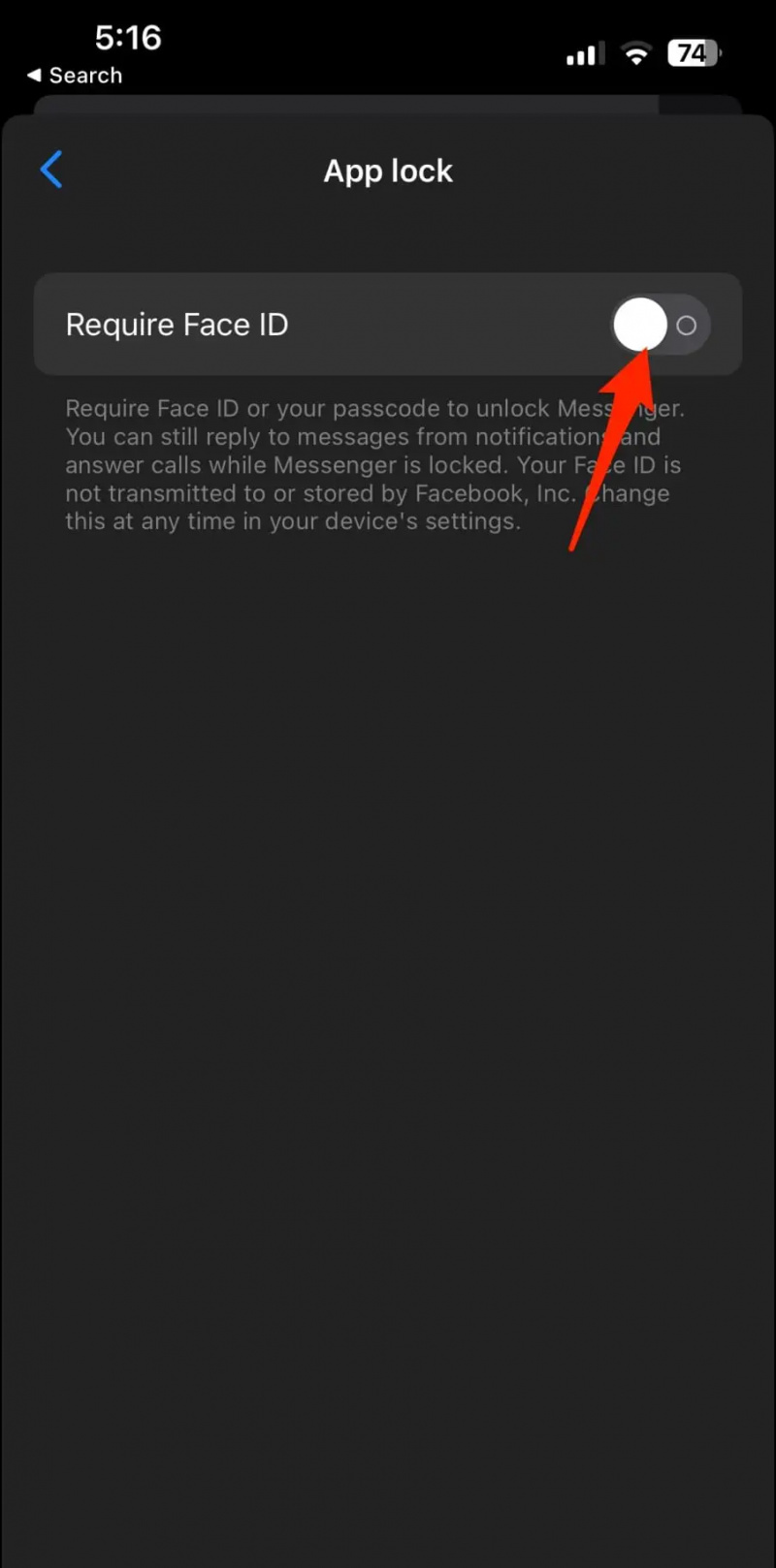   Bloqueja l'aplicació Messenger a l'iPhone