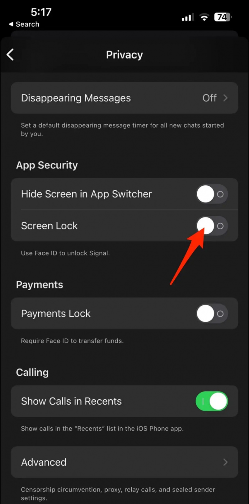   Lock Signal-app op iPhone