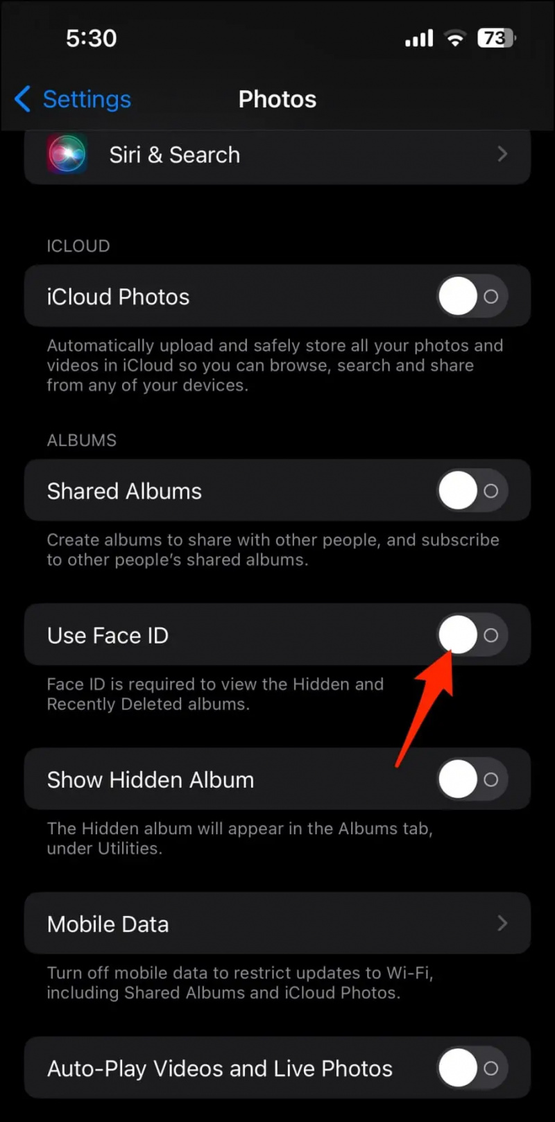   Lås skjulte bilder med Face ID iPhone