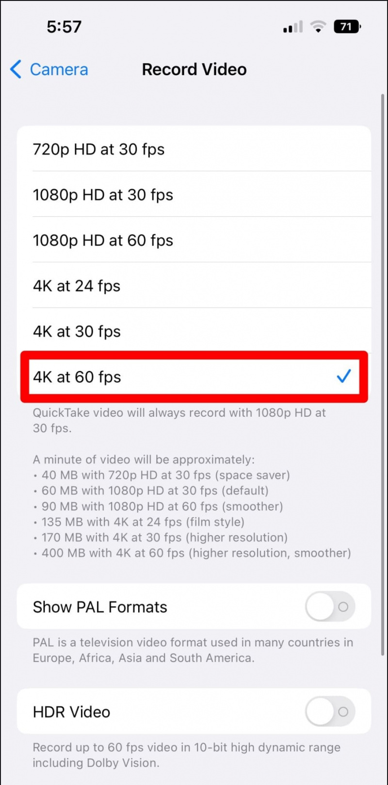  4K HDR میں ریلز ویڈیوز ریکارڈ کریں۔