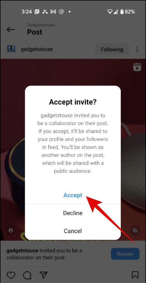   Llauna't accept Instagram collab