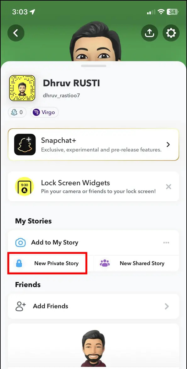   Nascondi la storia di Snapchat