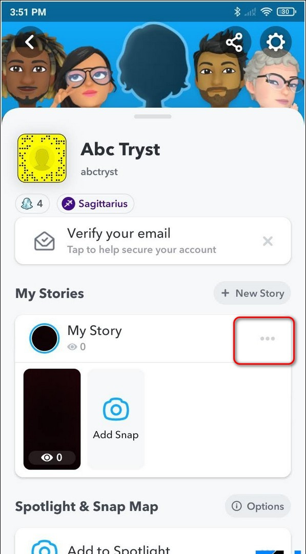   Snapchatストーリーを隠す