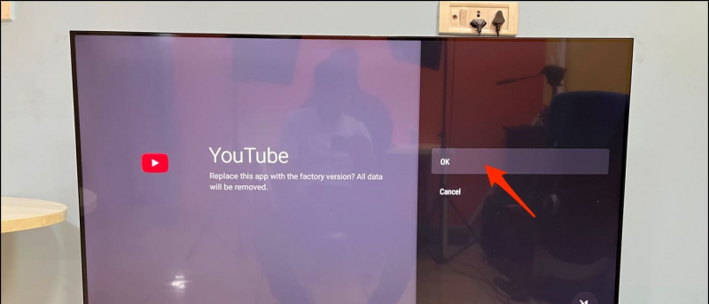   Nyahpasang Kemas Kini TV YouTube untuk Alih Keluar Seluar Pendek
