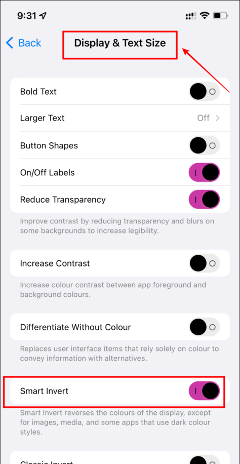   invertire i colori su iphone