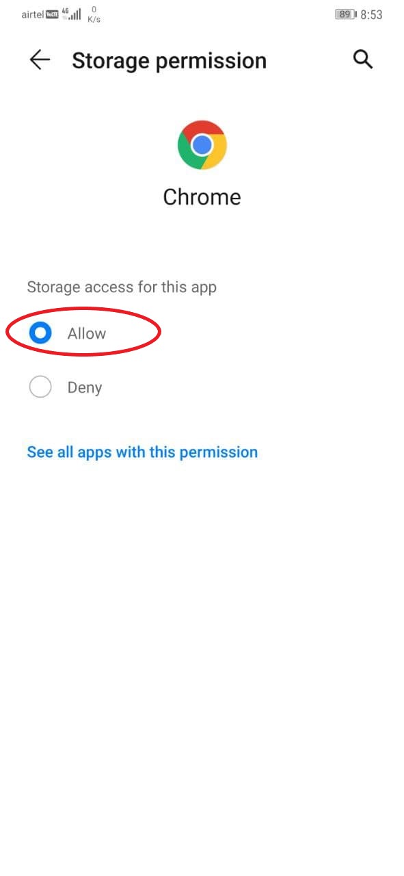 لا يمكن تنزيل الصور من Chrome على Android