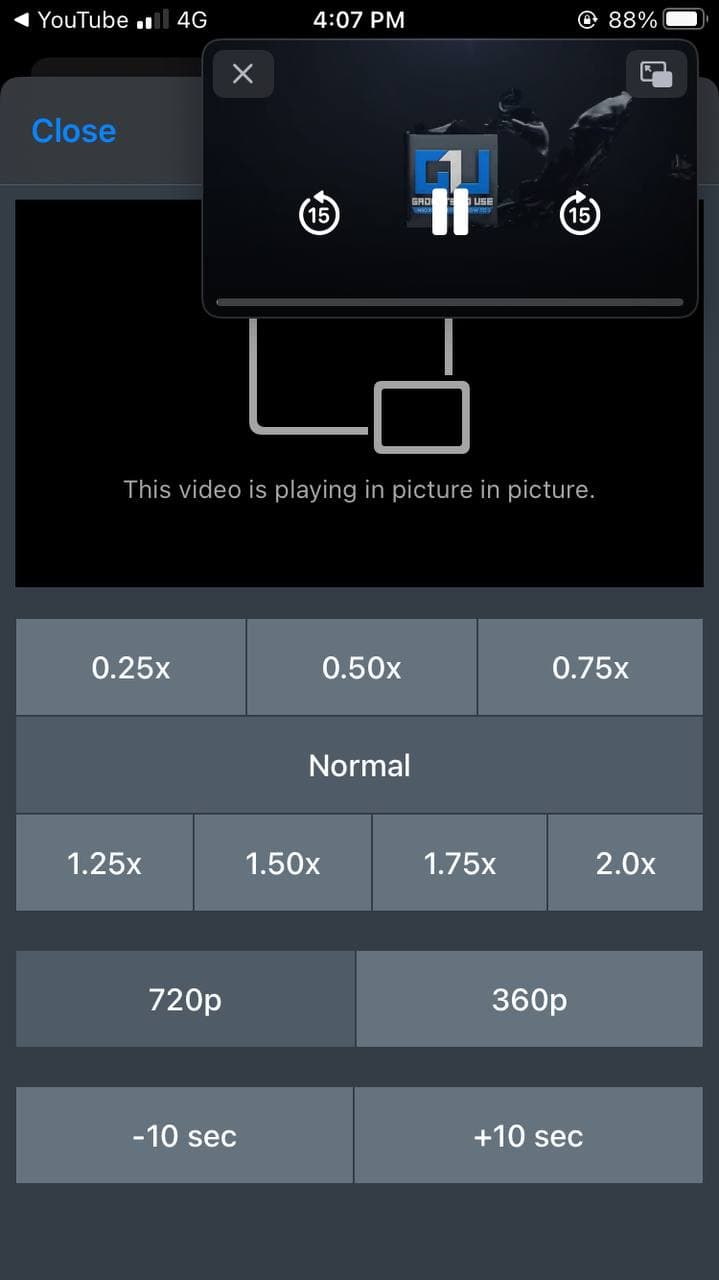 Javítsd ki a YouTube Picture in Picture-t, amely nem működik az iOS 14 rendszeren