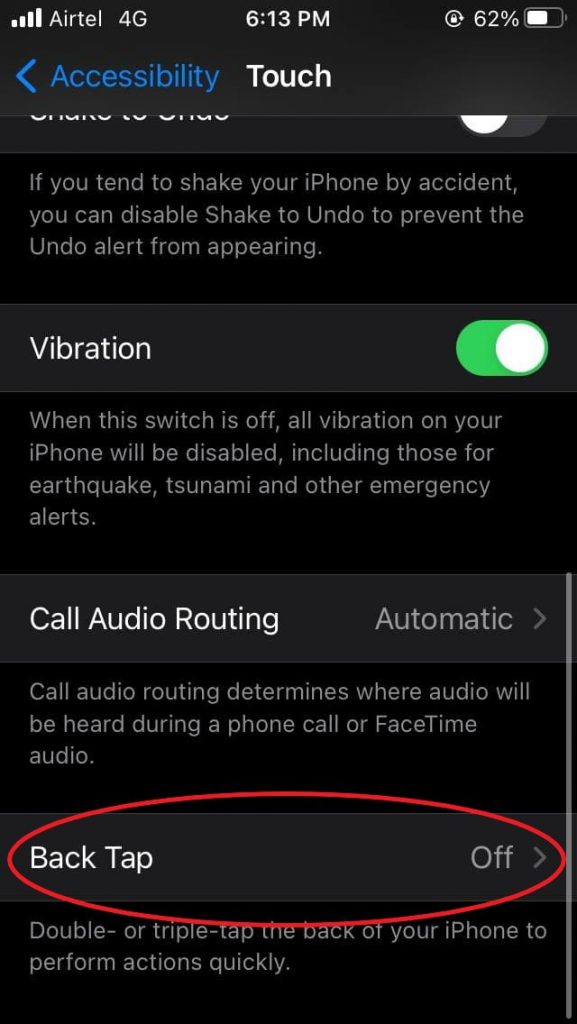 gumamit ng Back Tap upang kumuha ng mga screenshot sa iPhone