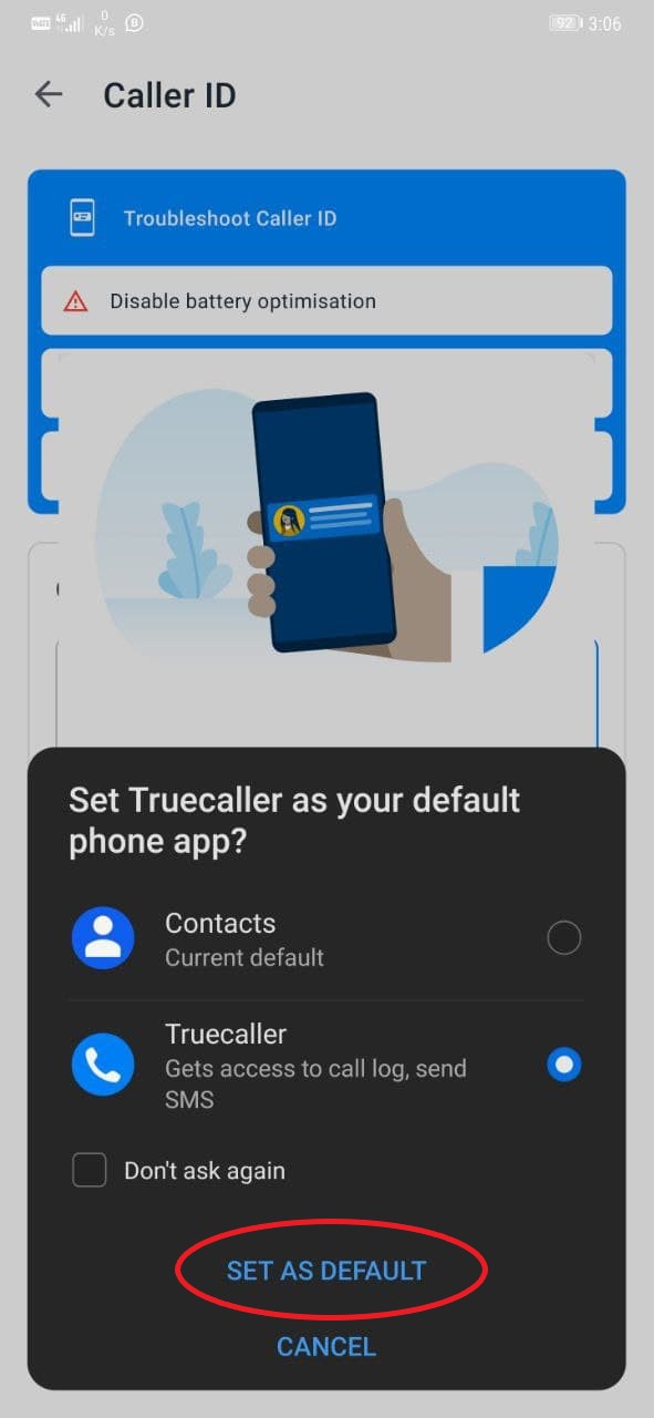 Truecaller tippek és trükkök - Teljes képernyős hívófél-azonosító