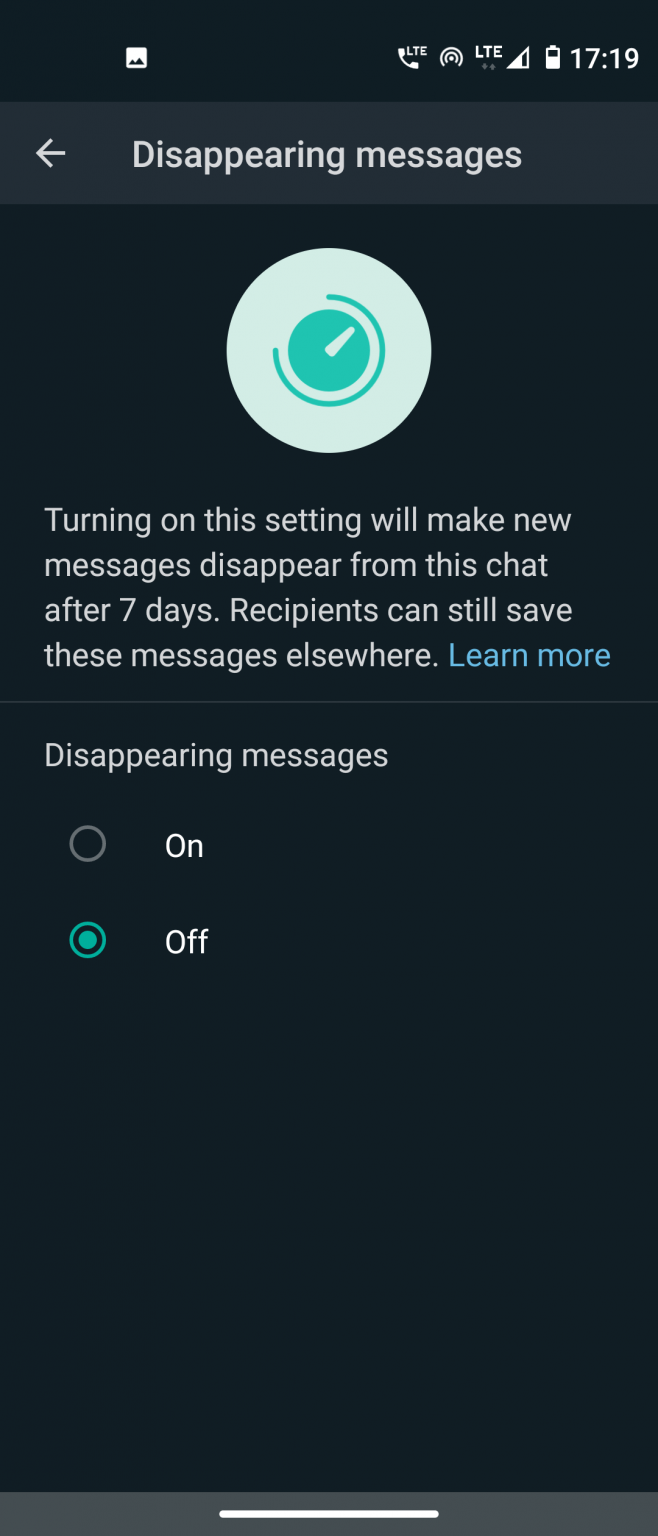 إرسال رسائل تختفي على WhatsApp